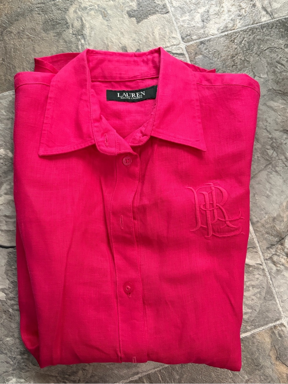 Ralph Lauren women’s pink Linen Blouse XS button-up shirt